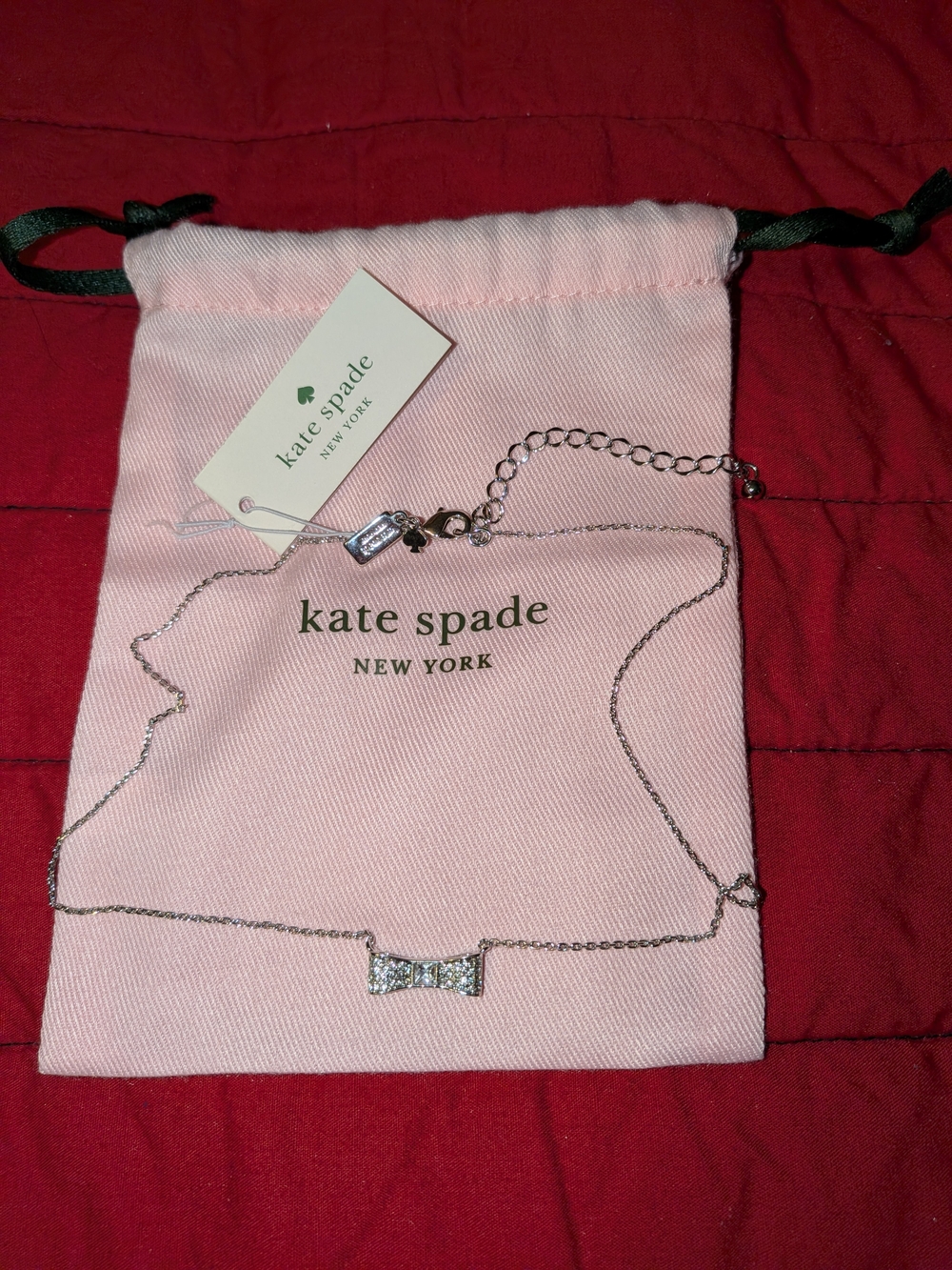 kate spade Silver Bow Pendant Necklace + Dustbag - Picture 6 of 6